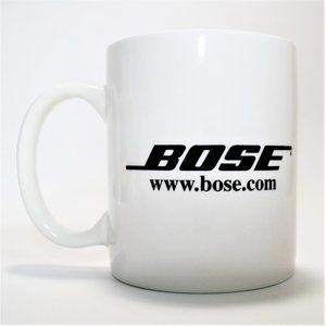 BOSE Sound White Coffee Mug With Black Text & Simplistic Design EUC (No Returns)